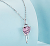 Комплект срібних прикрас з рожевим сердечком 925 проба "Heart Crystal" (кулон і сережки), фото 6