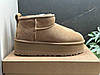 Зимові жіночі UGG Mini Platform XL Ginger beige УГГІ замшеві бежеві на платформі, фото 2