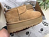 Зимові жіночі UGG Mini Platform XL Ginger beige УГГІ замшеві бежеві на платформі, фото 5