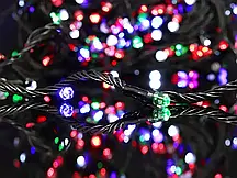 Гірлянда Нитка Кристал рубін 8 мм LED 100 лампочок Мульті, 650 см, чорний дріт (1-32, 1281-54)