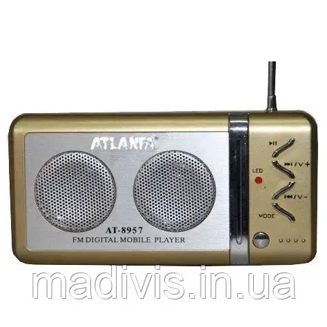 Портативний радіоприймач, колонка з USB+SD+FM,  Atlanfa AT-8957, 2-динаміка, фото 1