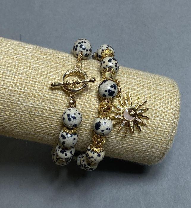 Сет браслетів Яшма Долматин кулька 10мм+- L-20мм+-, фото 1