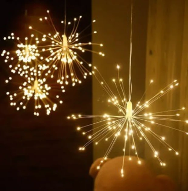 Світлодіодна новорічна гірлянда штора Феєрверк 3 м 5 пучків теплий білий від мережі AND 46-2 Jw, фото 1