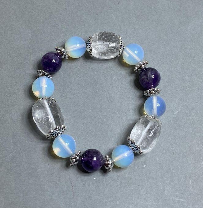 Браслет Асорті галтівка 15х10мм+- кулька 12мм+- L- 18см стрейч, фото 1