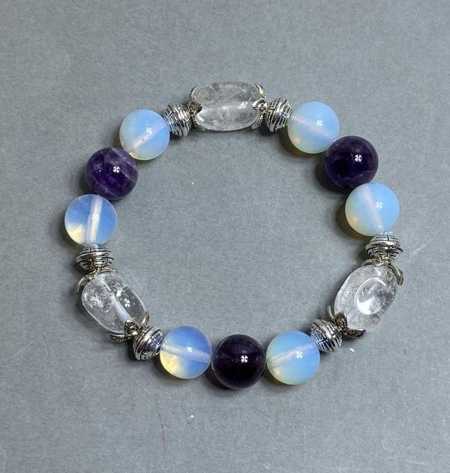 Браслет Асорті галтівка 15х10мм+- кулька 12мм+- L- 18см стрейч, фото 1