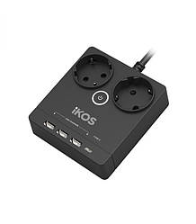 Фільтр-подовжувач IKOS F25S-CU 2 розетки/4USB/Type-C 1.5м black 0006-CEF