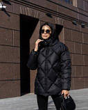 Жіноча зимова куртка-пуховик Bella з біопухом g-soft, тепла куртка з капюшоном до -20°C розміри 42–54 чорна, фото 2