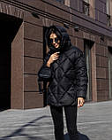 Жіноча зимова куртка-пуховик Bella з біопухом g-soft, тепла куртка з капюшоном до -20°C розміри 42–54 чорна, фото 6