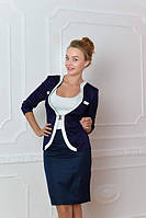 Жакет з імітацією "кармашки", арт. 743, темно синій і біла оконтовка