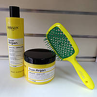 Маска шампунь гребінець Diksoprime для сухого волосся 500/300 мл Super Argan Mask and Shampoo