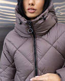 Жіноча зимова куртка-пуховик Bella з біопухом g-soft, тепла куртка з капюшоном до -20°C розміри 42–54 пудра, фото 5