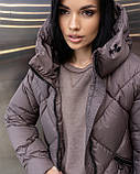 Жіноча зимова куртка-пуховик Bella з біопухом g-soft, тепла куртка з капюшоном до -20°C розміри 42–54 пудра, фото 8