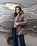 Жіноча зимова куртка-пуховик Bella з біопухом g-soft, тепла куртка з капюшоном до -20°C розміри 42–54 пудра, фото 9