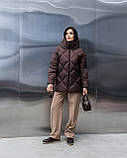 Жіноча зимова куртка-пуховик Bella з біопухом g-soft, тепла куртка з капюшоном до -20°C розміри 42–54 шоколад, фото 6