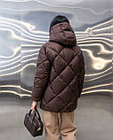 Жіноча зимова куртка-пуховик Bella з біопухом g-soft, тепла куртка з капюшоном до -20°C розміри 42–54 шоколад, фото 8