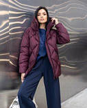 Жіноча зимова куртка-пуховик Bella з біопухом g-soft, тепла куртка з капюшоном до -20°C розміри 42–54 бургунді, фото 2