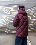 Жіноча зимова куртка-пуховик Bella з біопухом g-soft, тепла куртка з капюшоном до -20°C розміри 42–54 бургунді, фото 4