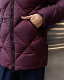 Жіноча зимова куртка-пуховик Bella з біопухом g-soft, тепла куртка з капюшоном до -20°C розміри 42–54 бургунді, фото 5