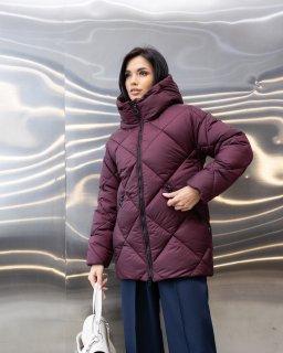 Жіноча зимова куртка-пуховик Bella з біопухом g-soft, тепла куртка з капюшоном до -20°C розміри 42–54 бургунді, фото 1