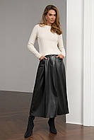 Спідниця жіноча екошкіра з кишенями чорна