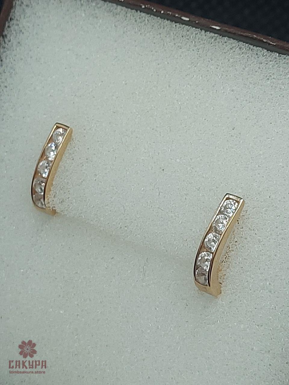 Золоті Сережки зі вставкою цирконій, фото 1
