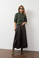 Спідниця жіноча екошкіра з кишенями холодний шоколад