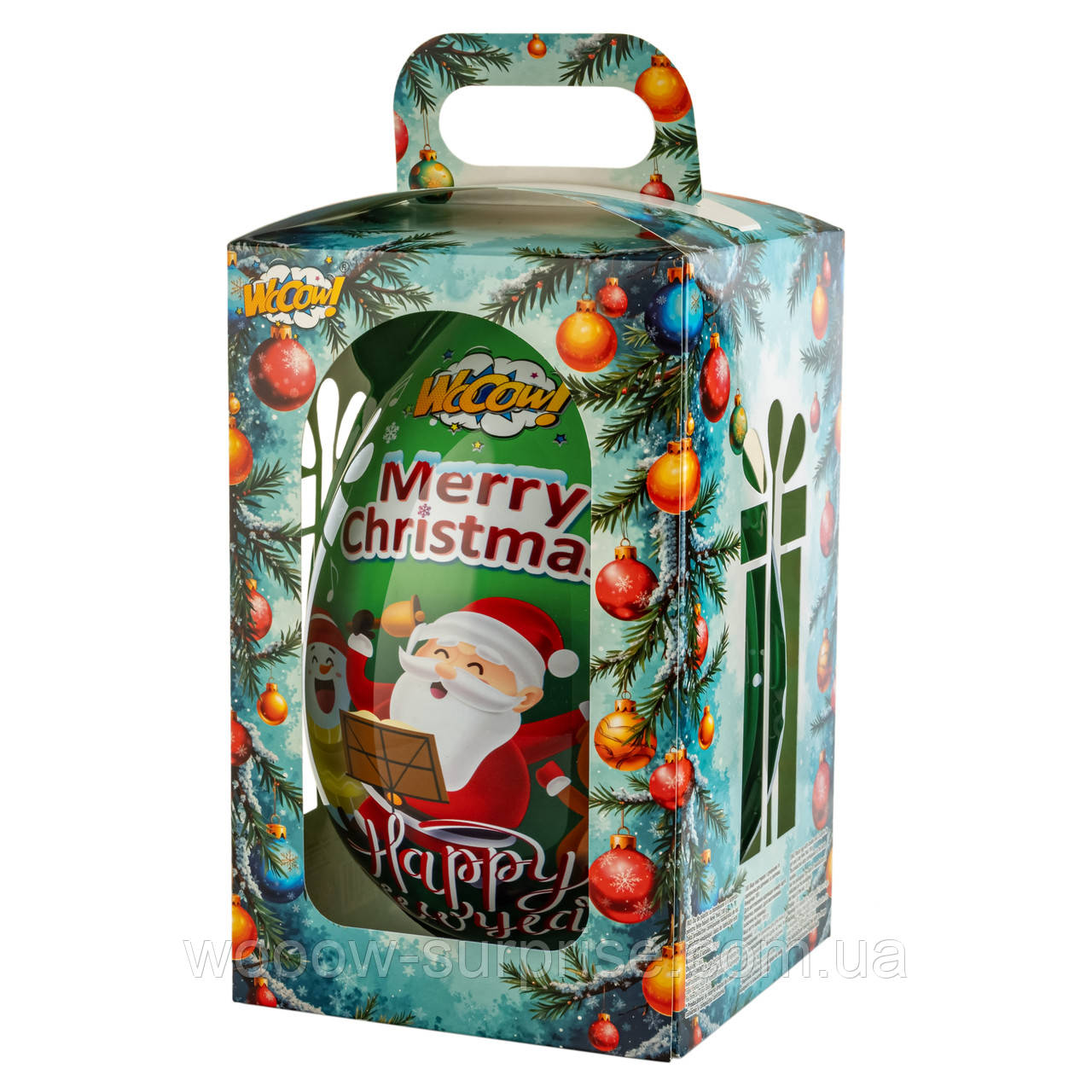 Яйце пластикове з цукерками та сюрпризом для дівчинки та хлопчика Новорічне 100г, фото 1