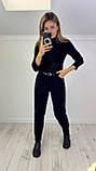Чорні теплі жіночі вельветові штани на флісі, фото 3