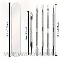 Набор лопатки/пушери двосторонні для видалення кутили (манікюр і педикюр) 5 шт.+кейс пластиковий, фото 3