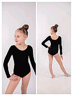 Купальник з біфлексу із довгим рукавом (білий), трико-гімнастичний, купальник для танців, гімнастики, хореографії