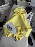 Тепле жовте жіноче худі з турецької тринитки на флісі з подвійним капюшоном, фото 6