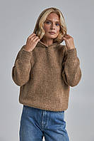 Светр жіночий з капюшоном колір латте