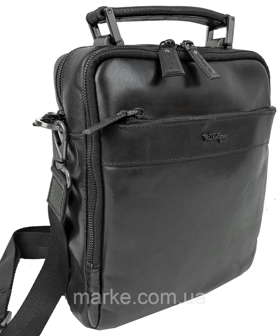 Чоловіча шкіряна сумка, барсетка Mykhail Ikhtyar чорна (mrk)