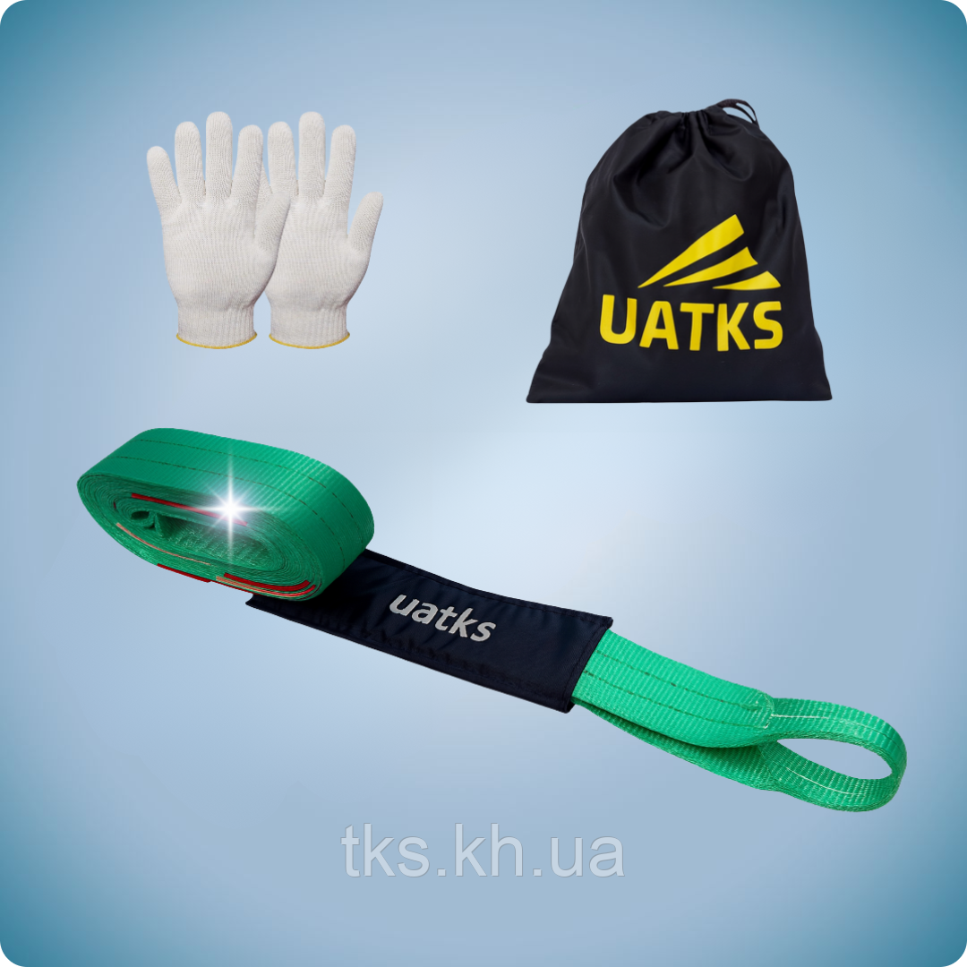 Трос буксирувальний ТБ 9,0т/5,0м зелений, фото 1