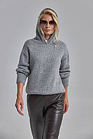 Светр жіночий з капюшоном колір антрацит