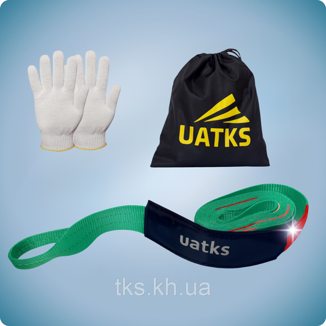 Трос буксирувальний ТБ 18,0т/5,0м зелений, фото 1