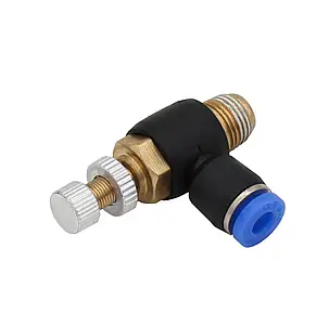 Дросель пневматичний цанговий SL6-02 з різьбою 1/4" для трубки 6 мм, фото 1