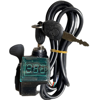 Курок газу для електротранспорту з замком запалювання та вольтметром
