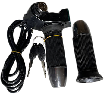 Ручка газу для електротранспорту з замком запалювання та вольтметром (червоний) комплект