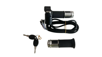 Ручка газу для електротранспорту (срібний) з замком запалювання, вольтметром та кнопкою на 3 положення комплект