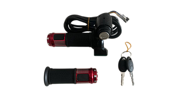Ручка газу для електротранспорту (червона) з замком запалювання та вольтметром комплект GASH-00007998-3