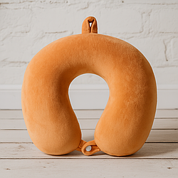 Ортопедична подушка-рогалик з пам’яттю форми Memory Foam для подорожей Помаранчевий