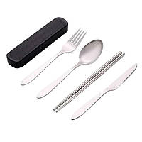 Столові прилади у пластиковому чохлі Case чорні (LB-201611)