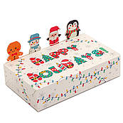 Упаковка для десертів без вікна 250*150*50 мм Новорічна Фігурки біла  ВТП