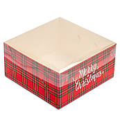 Упаковка для десертів з прозорою кришкою 160*160*80 мм Marry Christmas (без вставки)