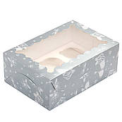 Упаковка для кексів з віконцем (на 6шт) Срібло 250*170*90мм