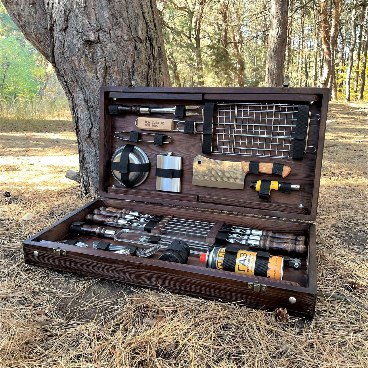 Набір шампурів Хамелеон в дерев'яному кейсі подарунок чоловікові, чоловікові, другу, шефу