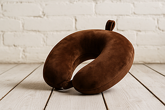Ортопедична подушка-рогалик з пам’яттю форми Memory Foam для подорожей Шоколадний