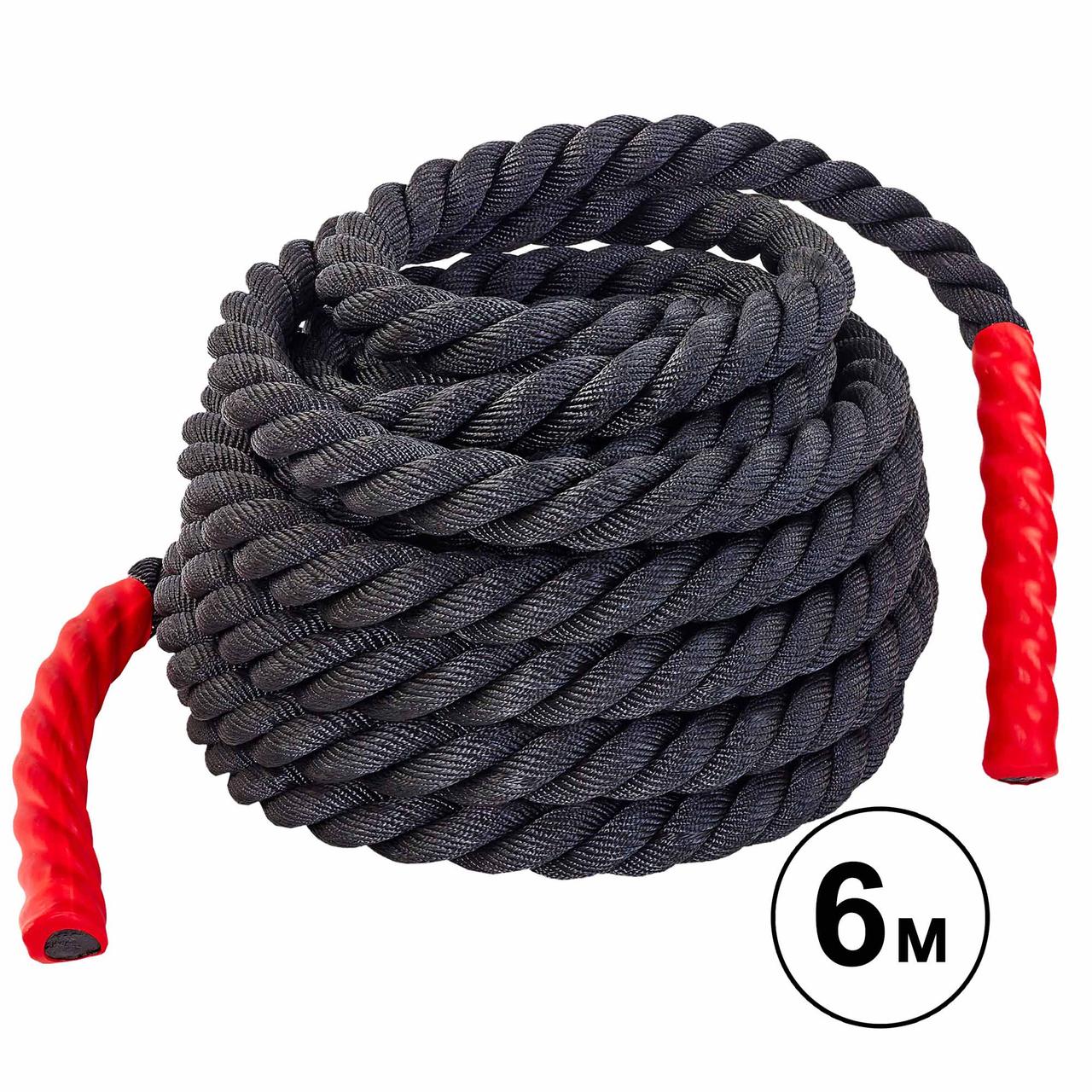 Канат для кросфіту Combat Battle Rope Zelart FI-5311-6 6м чорний