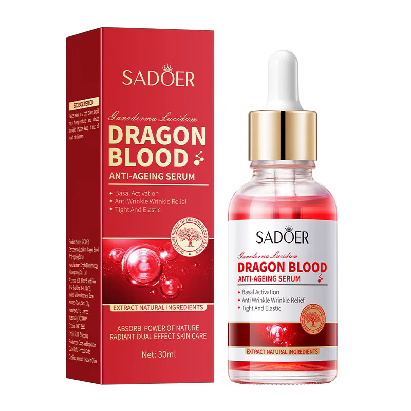 Сироватка для обличчя антивікова з кров'ю дракона та рідким шовком SADOER Dragon Blood 30 мл, фото 1